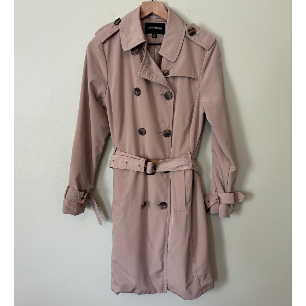London Fog Trench Coat Double Breasted Tan Small